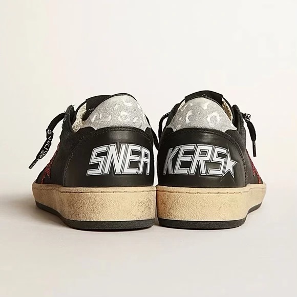 100% Authentic New Golden Goose Ballstars Black with Red Glitter Star Size 37 - Picture 9 of 11